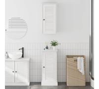 Owoxanthellate VIGO - Set di 2 mobili da bagno in pino massiccio, 37 x 34 x 80 cm, con 2 ante e 4 ripiani, salvaspazio, per piccoli bagni, ospiti, WC