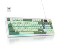 Owpkeenthy Tastiera senza fili al 96% verde Matcha con manopola del tastierino numerico, 98 tasti silenziosa sensazione meccanica membrana cremosa tastiera da gioco 3 modalità cablata/Bluetooth 5.0