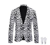 owsber Blazer da uomo a righe bianche e nere 2023, giacca casual britannica slim fit gessata, Colore 2., M