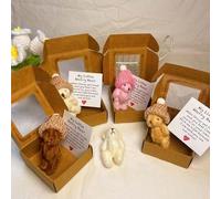 OWSEN Orsetto preoccupante abbraccio in una scatola, realizzato a mano con mini orsetto in una scatola, 1 set di mini orsetti preoccupanti con biglietto ispiratore, regalo di simpatia per Natale e San