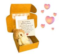 OWSEN Orsetto preoccupante abbraccio in una scatola, realizzato a mano, mini orsetto in una scatola, 1 set di mini orsetti preoccupanti con biglietto ispiratore, regalo di simpatia per Natale e San