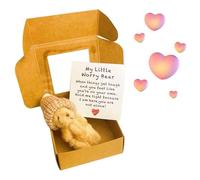 OWSEN Orsetto preoccupante abbraccio in una scatola, realizzato a mano, mini orsetto in una scatola, 1 set di mini orsetti preoccupanti con biglietto ispiratore, regalo di condoglianze per Natale e
