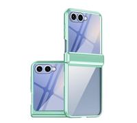 OWSIHNZBF Clear Hinge Case for Samsung Galaxy Z Flip 8 | Built in Screen Protector,Anti-Yellow Luxury Plating Full Body Shockproof Phone Cover(Ye?il)