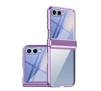OWSIHNZBF Clear Hinge Case for Samsung Galaxy Z Flip 8 | Built in Screen Protector,Anti-Yellow Luxury Plating Full Body Shockproof Phone Cover(Mor)