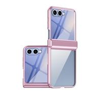 OWSIHNZBF Clear Hinge Case for Samsung Galaxy Z Flip 8 | Built in Screen Protector,Anti-Yellow Luxury Plating Full Body Shockproof Phone Cover(Pembe)