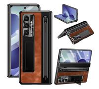 OWSIHNZBF Custodia in Pelle con Cerniera Compatibile Samsung Galaxy Z Fold 8, Robusta Protettiva Rigida Antiurto for Tutto Il Corpo Pellicola [AntiGraffio]+Cavalletto+Slot for S-Pen(Kahverengi)