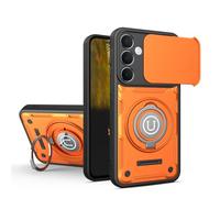 OWSIHNZBF for Samsung Galaxy S24 Fe Case, Shockproof Phone Cover with Built-in Kickstand & Slide Camera Protector, Heavy Duty Drop Resistant Full Body Protective