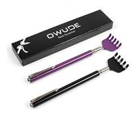 OWUDE Scratcher posteriore estensibile portatile, Scratcher telescopico Tetractable Bear Claw Metal Massager manuale Strumento Confezione da 2 (nero + viola) (STILE 1)