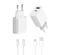 OWYELO 4 Pezzi Set Caricatore USB C, 20W Adattatore USB-C/A con 2 Porte + 2 Cavi da 2m, Alimentatore Caricabatterie Spina Rapido per iPhone 11/12/13/SE/14/15/16 Pro Max, iPad, Galaxy Xiaomi Oppo