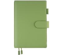 Ox Knight Copertina in pelle, formato A5, per Hobonichi Cousin, Stalogy, Midori, Leuchtturm1917 e altri, con passante per penna, scomparti per carte, tasca posteriore e segnalibri (verde)