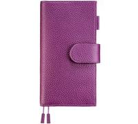 Ox Knight Hobonichi Weeks/Weeks Mega - Custodia in pelle con passante per penna, scomparti per carte, tasca posteriore e segnalibri, colore: Viola