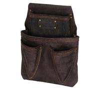 OX TOOLS Pro - Borsa per unghie in pelle conciata all'olio, 4 tasche con rivetti rinforzati, tasche per attrezzi e chiusure