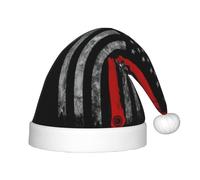 OXbnmm Ascia pompiere linea rossa bandiera cappelli per feste per bambini, cappello di Babbo Natale per feste di Natale e festività, cappello di Natale extra spesso in velluto