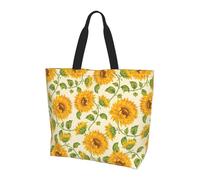 OXbnmm Bella borsa tote da donna con stampa di girasole giallo, borsa a tracolla riutilizzabile con tasca, borsa leggera per vacanze, piscina, palestra