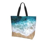 OXbnmm Bella Ocean Waves stampato grande borsa tote per le donne, borse a tracolla riutilizzabili con tasca, borsa leggera per vacanze, piscina, palestra