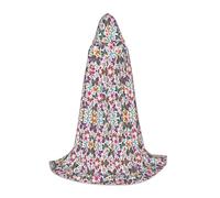 OXbnmm Bianco Motivo Floreale Farfalle Colorate Adolescente Con Cappuccio Mantello Mantello Piccolo Cosplay Costume Strega Vampiro Mago Masquerade Ballo Palcoscenico