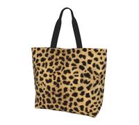 OXbnmm Borsa larga da donna, con stampa leopardata, borsa a tracolla riutilizzabile con tasca, borsa leggera per vacanze, piscina, palestra