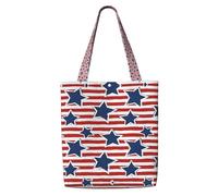OXbnmm Borsa per la spesa in tela resistente, 340 g, con bandiera a stelle rosse e bianche