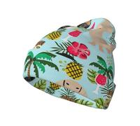 OXbnmm Cappello invernale unisex lavorato a maglia con ananas per cani, caldo, alla moda, a righe, per donne e uomini, morbido e caldo, per adulti, nero