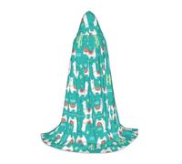 OXbnmm Carino Bianco Lama E Cactus Adolescente Con Cappuccio Mantello Mantello Piccolo Cosplay Costume Strega Vampiro Mago Masquerade Palla Palcoscenico