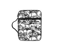OXbnmm Custodia protettiva da viaggio con stampa di teschi in bianco e nero, organizer da viaggio per diario, borsa portatile per libri di chiesa