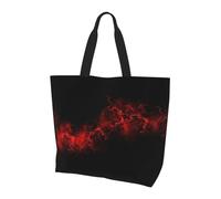 OXbnmm Explosion Burst - Borsa larga da donna, con stampa rossa e nera, borsa a tracolla riutilizzabile con tasca, borsa leggera per vacanze, piscina, palestra