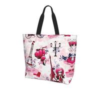 OXbnmm Grande borsa tote da donna, con stampa della Torre Eiffel di Parigi, borsa a tracolla riutilizzabile con tasca, borsa leggera per vacanze, piscina, palestra
