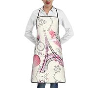 OXbnmm Grembiuli da cucina unisex con tasca, con stampa della Torre di Parigi e una bicicletta, grembiuli artistici impermeabili per adulti per dipingere ceramica, cottura, barbecue