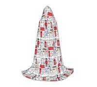 OXbnmm I Love London Adolescente Mantello con Cappuccio Piccolo Costume Cosplay Strega Vampiro Mago Masquerade Ball Stage