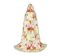 OXbnmm Mantello con cappuccio per adolescenti, giraffa, cuore, fiore, farfalla, piccolo costume cosplay strega, vampiro, mago, ballo in maschera, palcoscenico