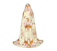 OXbnmm Mantello con cappuccio per adolescenti, giraffa, cuore, fiore, farfalla, piccolo costume cosplay strega, vampiro, mago, ballo in maschera, palcoscenico