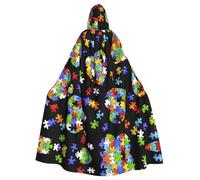 OXbnmm Mantello da mago per adulti con pezzi di puzzle per la consapevolezza dell'autismo, mantello da mago per feste rinascimentali, Halloween, cosplay, mantello larp