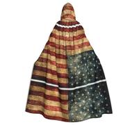 OXbnmm Mantello da mago per adulti con vecchia bandiera, per feste rinascimentali, Halloween, cosplay, mantello larp