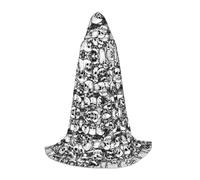OXbnmm Nero E Bianco Teschi Modello Adolescente Con Cappuccio Mantello Mantello Piccolo Cosplay Costume Strega Vampiro Mago Masquerade Palla Palcoscenico