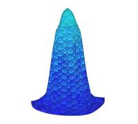 OXbnmm Oceano Mare Blu Sirena Scala di Pesce Adolescente Con Cappuccio Mantello Mantello Piccolo Cosplay Costume Strega Vampiro Mago Masquerade Palla Palcoscenico