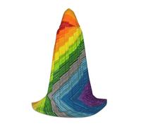 OXbnmm Rainbow Color Stripe Adolescente Con Cappuccio Mantello Mantello Piccolo Cosplay Costume Strega Vampiro Mago Masquerade Palla Palcoscenico