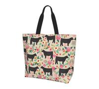 OXbnmm Show Steer Cows Bestiame stampato grande borsa tote per le donne, borse a tracolla riutilizzabili con tasca, borsa leggera per vacanze, piscina, palestra