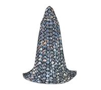 OXbnmm Silver Fish Scale Adolescente Capo Con Cappuccio Mantello Piccolo Cosplay Costume Strega Vampiro Mago Masquerade Palla Palcoscenico