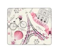 OXbnmm Tappetino per mouse con la torre di Parigi e una bicicletta, grande, con bordo di blocco e base antiscivolo, tappetino da scrivania spesso e resistente per lavoro