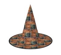 OXbnmm Vecchia Bandiera Stampa 2 Pack Cappelli Strega Halloween Per Giochi di Ruolo 33 Pollici Alto Mascherato Palle Cappello Donne