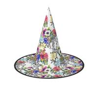 OXbnmm Vivid Colorful Garden Printing 2 Pack Witch Cappelli Halloween Per Giochi di Ruolo 33 Pollici Di Palle Mascherate Cappello Donne