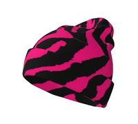 OXbnmm Zebra Tiger Leopard Red Knit Hat Unisex Knit Warm Winter Cap Cap Fashion Stripe Beanie Hat per donne uomini morbido caldo calza Cap per adulti