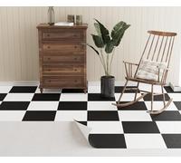 Oxdigi Pavimento in PVC autoadesivo, 6 m², per porta d'ingresso, soggiorno, cucina, ripostiglio, pavimenti in vinile ritagliabili, 0,6 x 10 m, colore nero e bianco