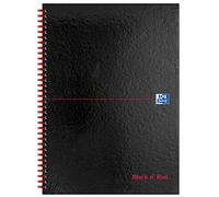 Oxford 100103711 - Black n' Red, Taccuino Lucido con Copertina Rigida e Rilegatura a Spirale, Singolo, A4, Nero