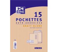 Oxford 100105175-Buste quadrate con chiusura adesiva, 162 x 229 mm, 90 gx15, in carta Kraft, colore: oro