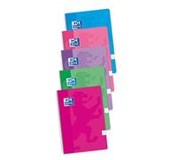 Oxford Pack 4+1 Quaderni Spirali Formato Folio Quadrato 4x4mm - 80 Fogli - Copertina Morbida - Colori Tendenza Assortiti