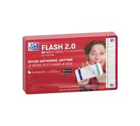 Oxford 400133880 Flash 2.0, 80 Spine Bristol Flash Cards a righe, colore: rosso, 7,5 x 12,5 cm