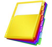 Oxford (89605) Divisori espandibili in plastica, divisori per raccoglitori a 3 anelli, tasche frontali flessibili espandibili, 8 linguette multicolore inseribili, formato lettera, 3 set