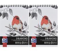 Oxford Artistic - Blocco da disegno formato A5, 50 fogli, con doppia spirale, per sketchbook, 160 g/m², in carta priva di acidi, con robusto cartone posteriore, per disegni e schizzi (Confezione da 2)