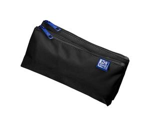 Oxford Astuccio per bambine e ragazzi, Astuccio Scuola Elementare, Portacolori, doppio scomparto, 2 tasche, resistente, nero, Nero